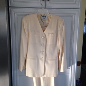 Kasper Petite cream crepe suit